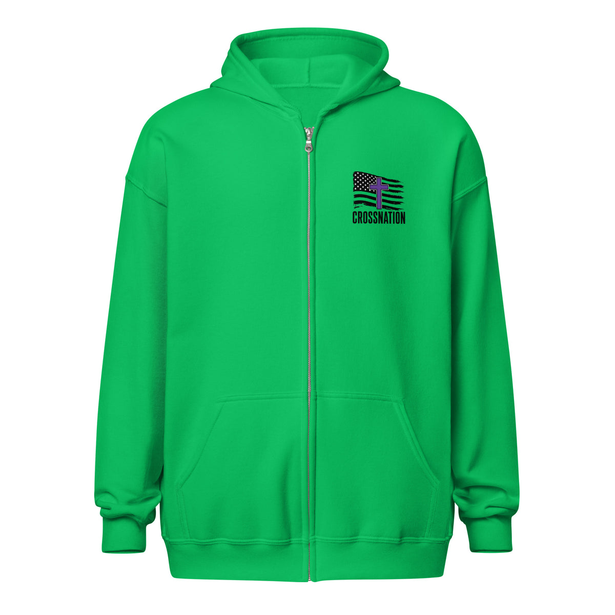 Heroes in Christ Security Full Zip Hoodie - Irish Green - Front View