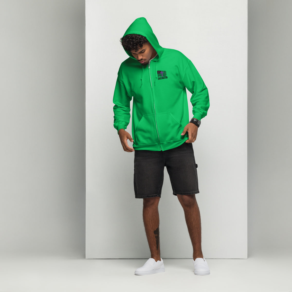 Heroes in Christ Security Full Zip Hoodie - Irish Green - Front View