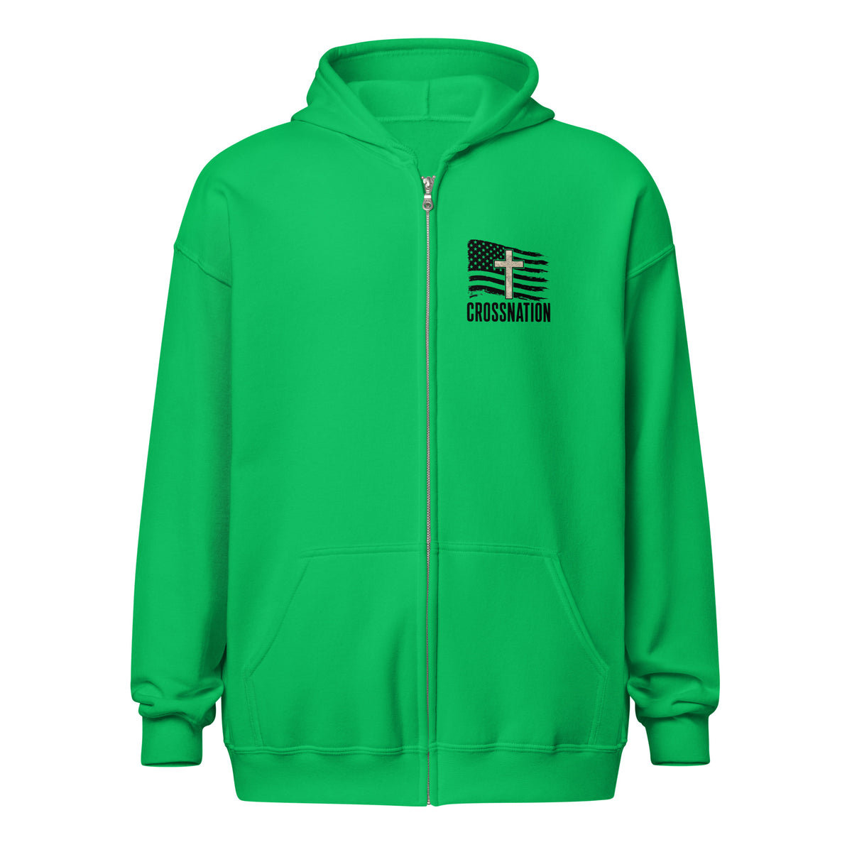 Heroes in Christ Marines Desert Camo Full Zip Hoodie - Irish Green - Front View