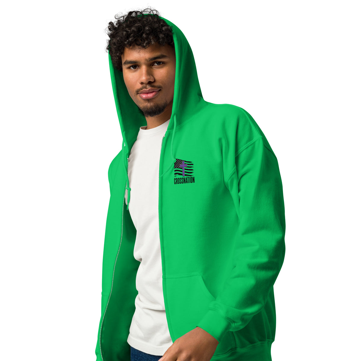 Heroes in Christ Security Full Zip Hoodie - Irish Green - Left Front View