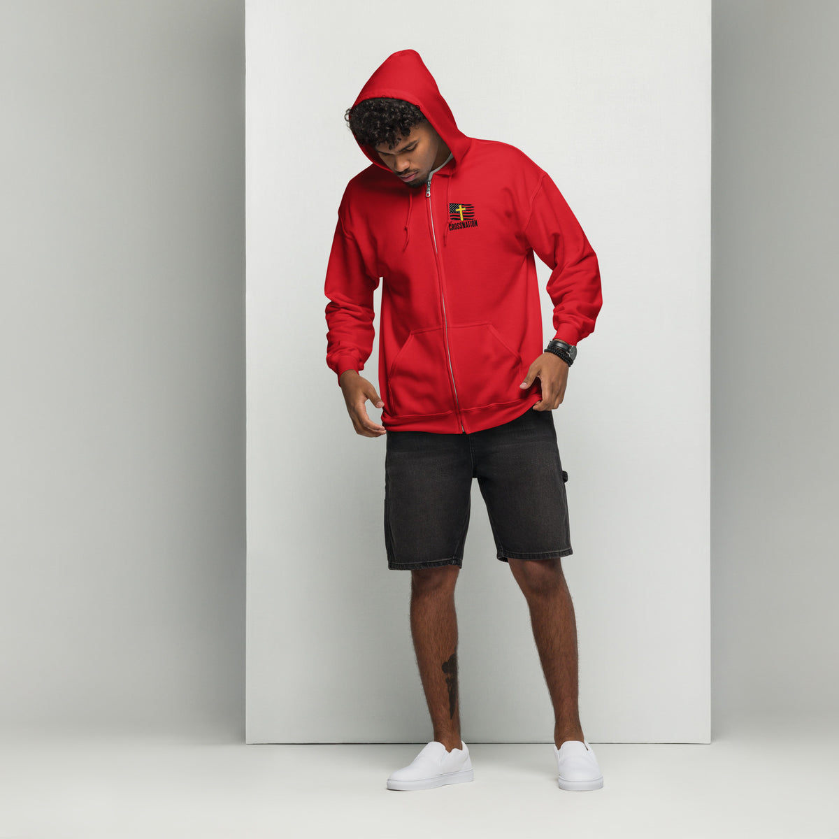 Heroes in Christ Dispatch Full Zip Hoodie - Red - Front View