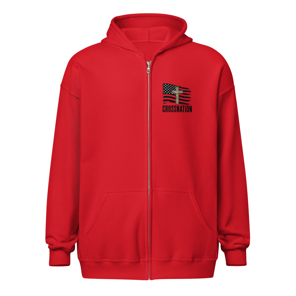 Heroes in Christ Army & Air Force Camo Full Zip Hoodie - Red - Front View