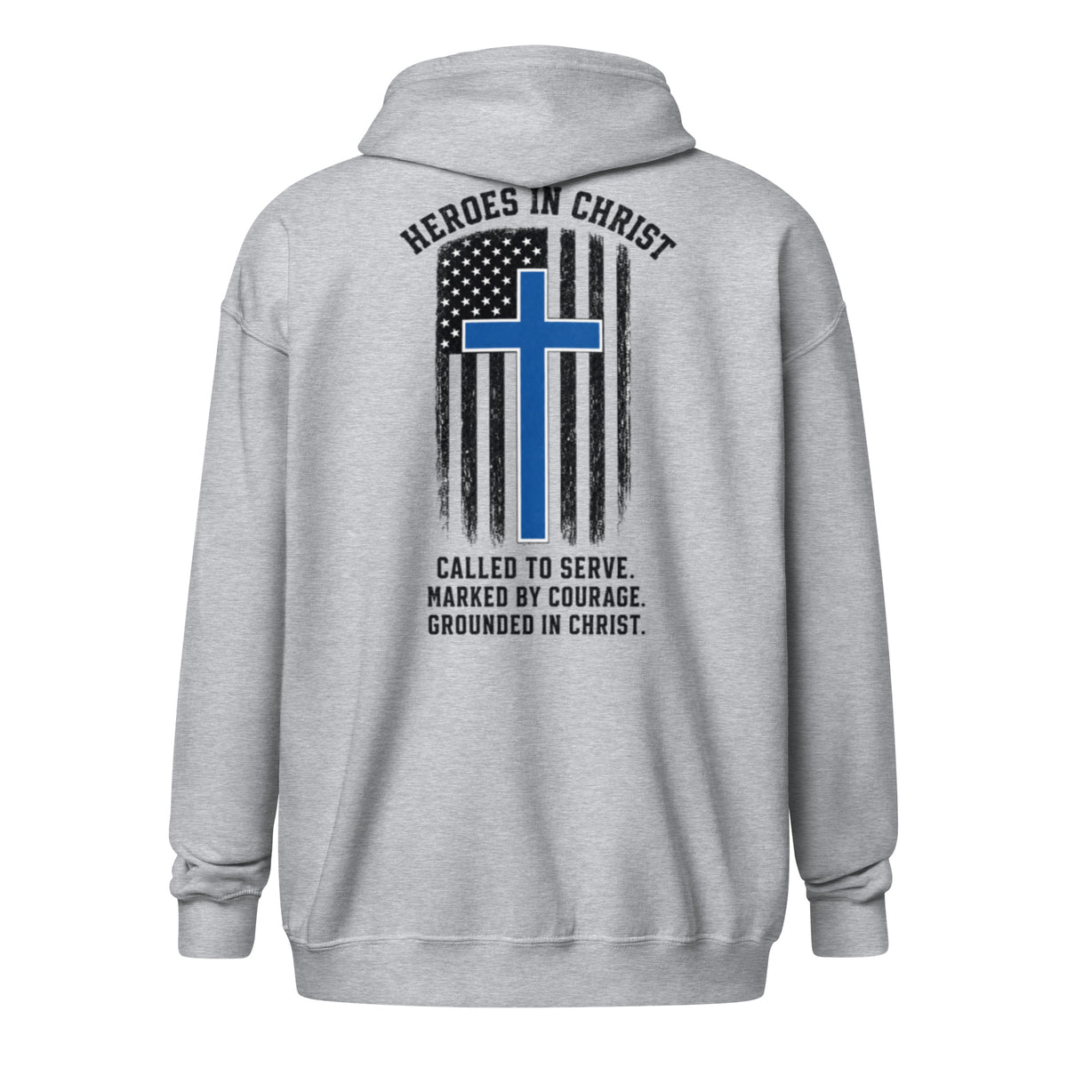 Heroes in Christ Police Full Zip Hoodie - Sport Grey - Back View