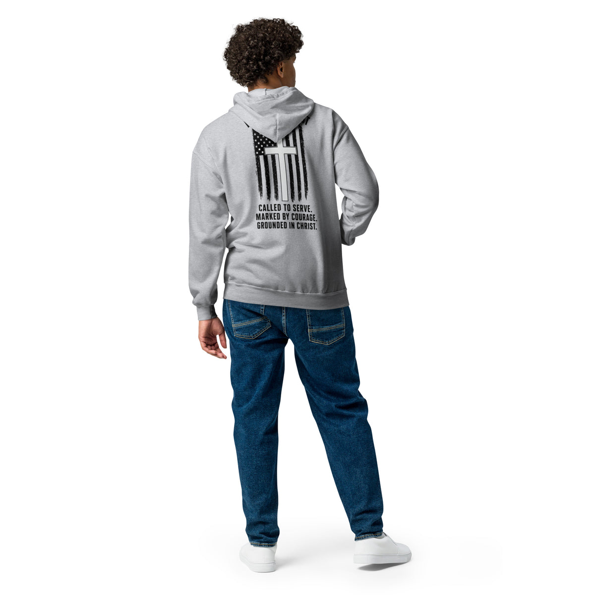 Heroes in Christ Healthcare Full Zip Hoodie - Sport Grey - Back View