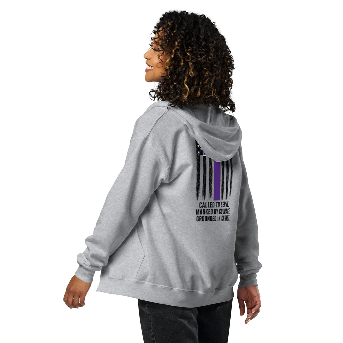 Heroes in Christ Security Full Zip Hoodie - Sport Grey - Back View
