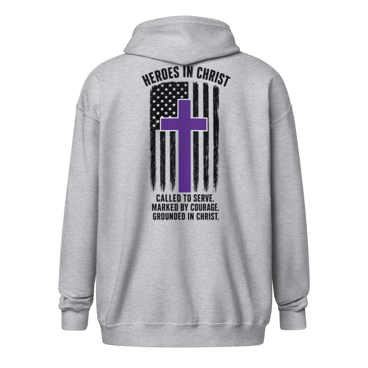 Heroes in Christ Security Full Zip Hoodie - Sport Grey - Back View