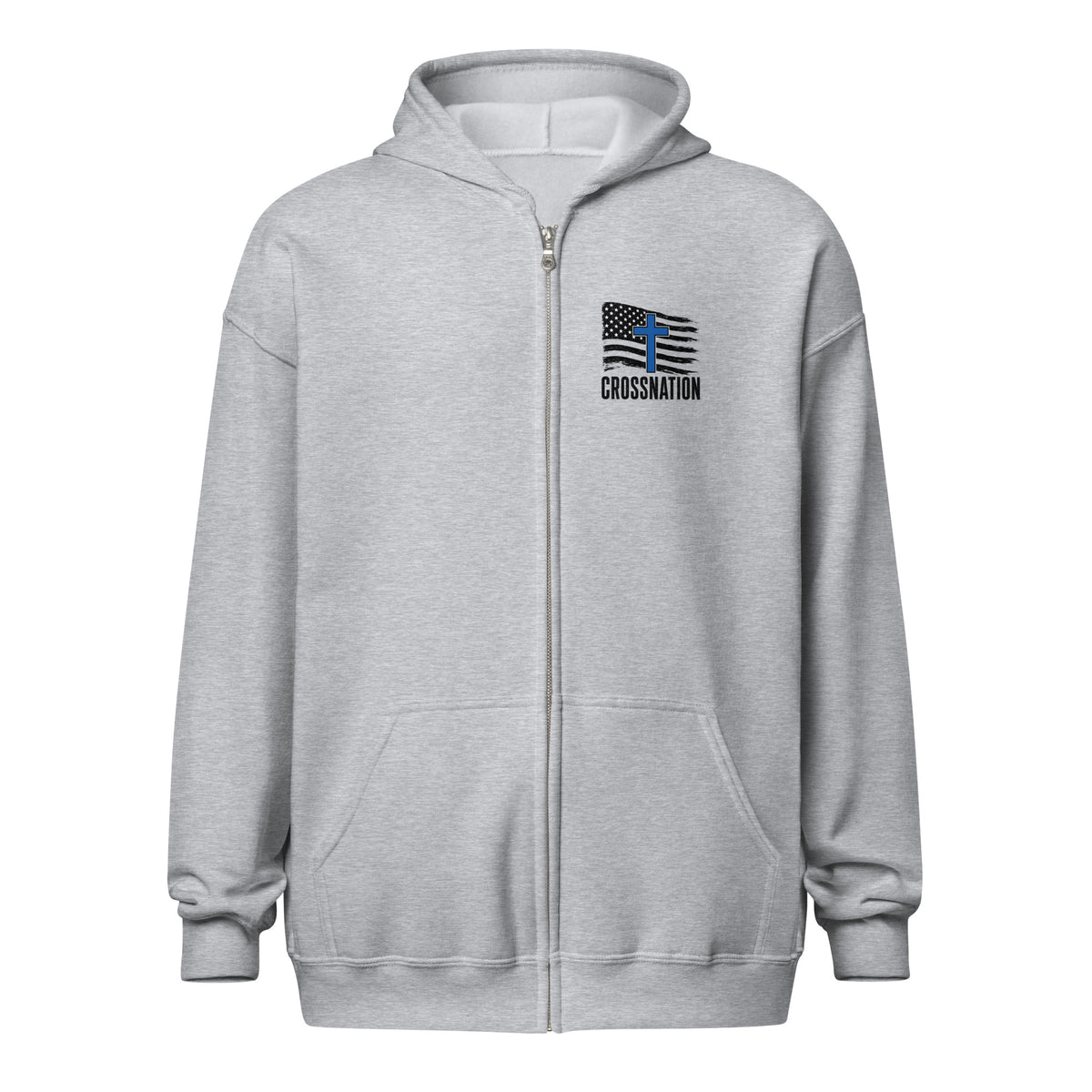 Heroes in Christ Police Full Zip Hoodie - Sport Grey - Front View