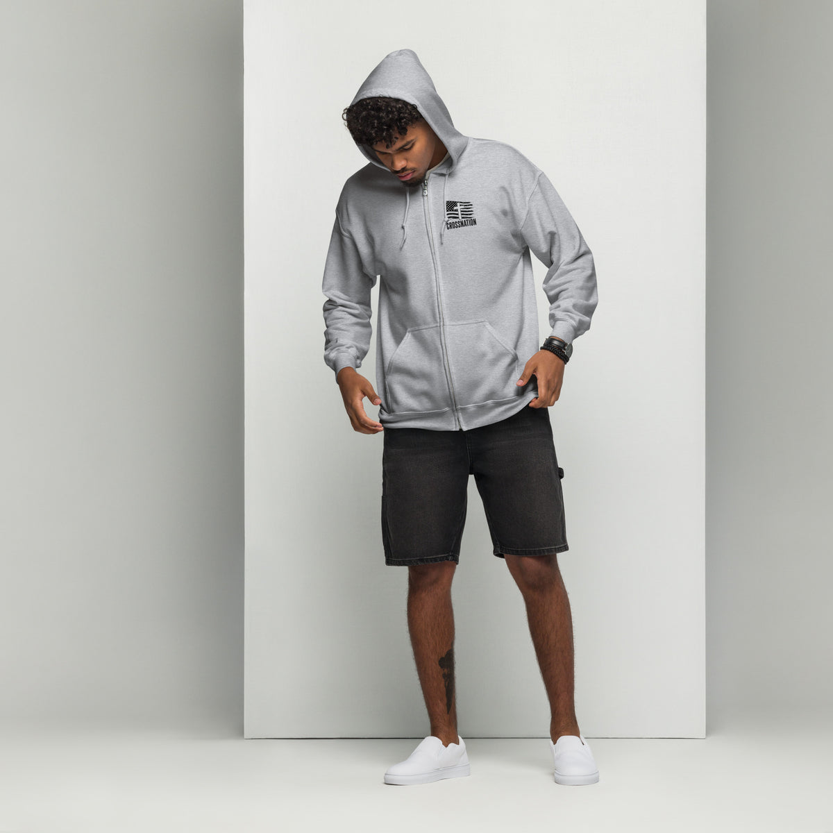 Heroes in Christ Healthcare Full Zip Hoodie - Sport Grey - Front View