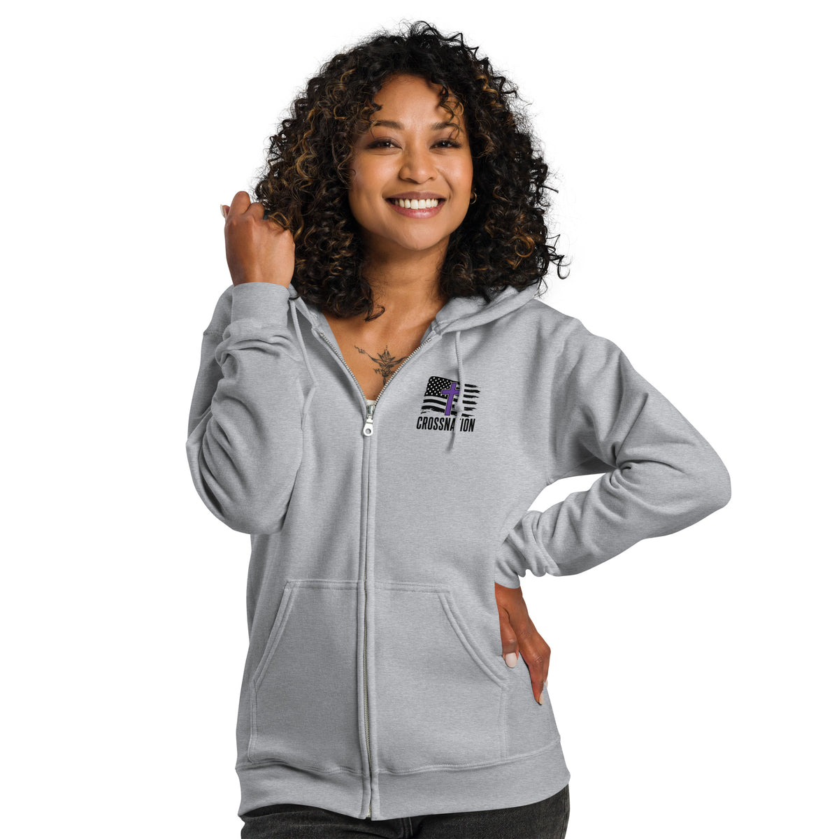 Heroes in Christ Security Full Zip Hoodie - Sport Grey - Front View