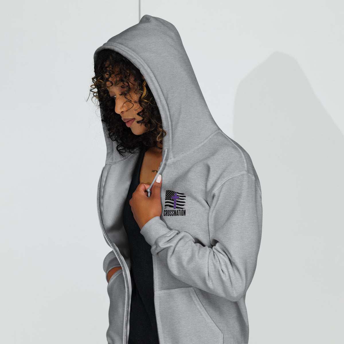 Heroes in Christ Security Full Zip Hoodie - Sport Grey - Front View