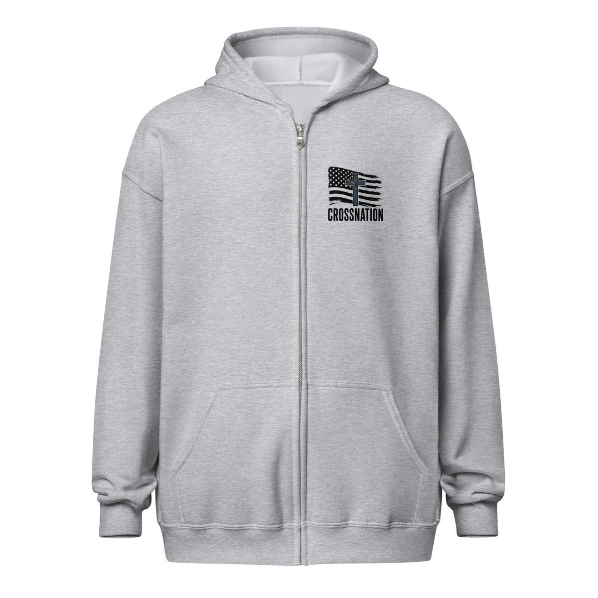 Heroes in Christ Navy Camo Full Zip Hoodie - Sport Grey - Front View 3