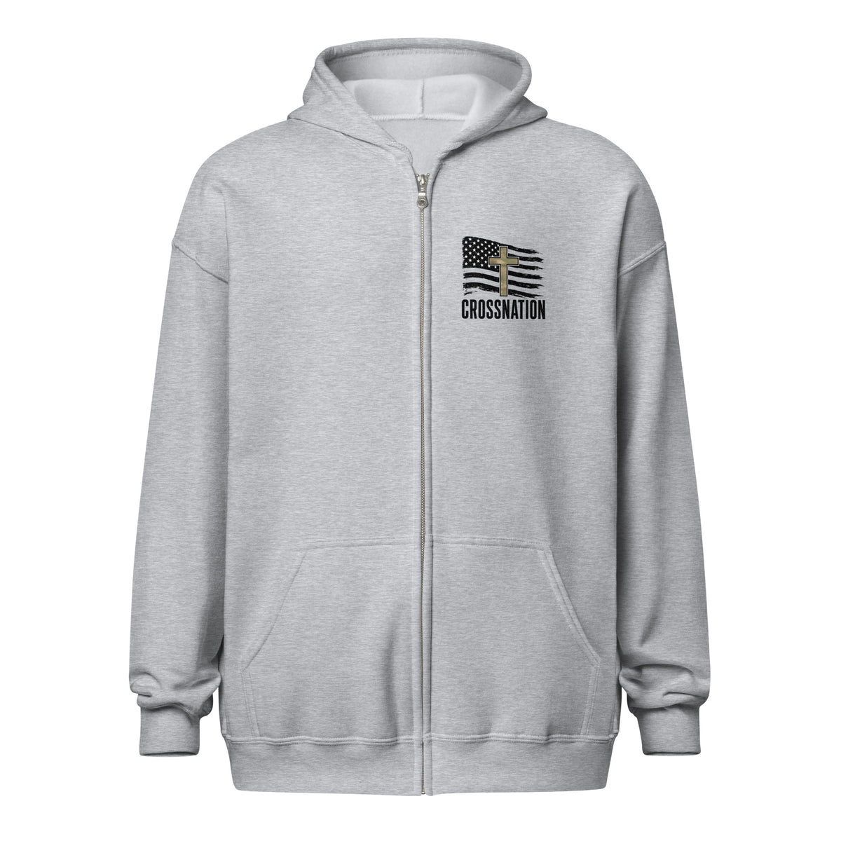 Heroes in Christ Army & Air Force Camo Full Zip Hoodie - Sport Grey - Front View 3