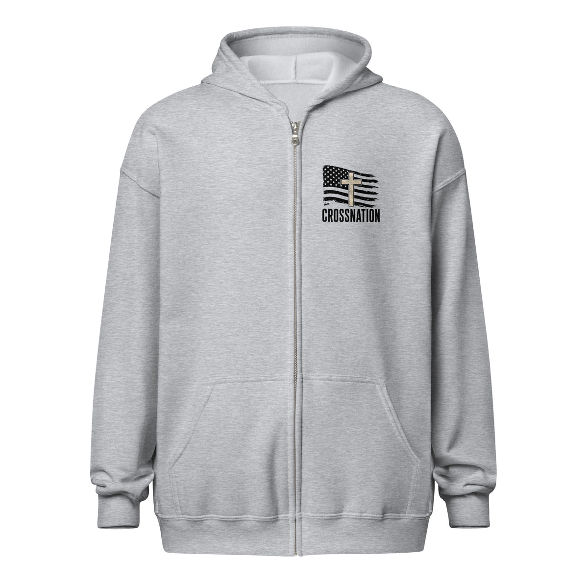 Heroes in Christ Marines Desert Camo Full Zip Hoodie - Sport Grey - Front View 3