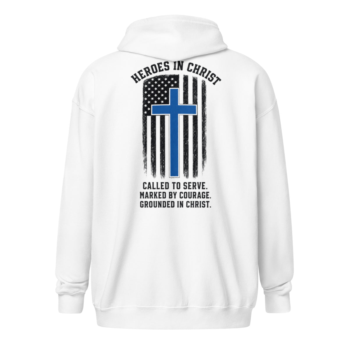 Heroes in Christ Police Full Zip Hoodie - White - Back View