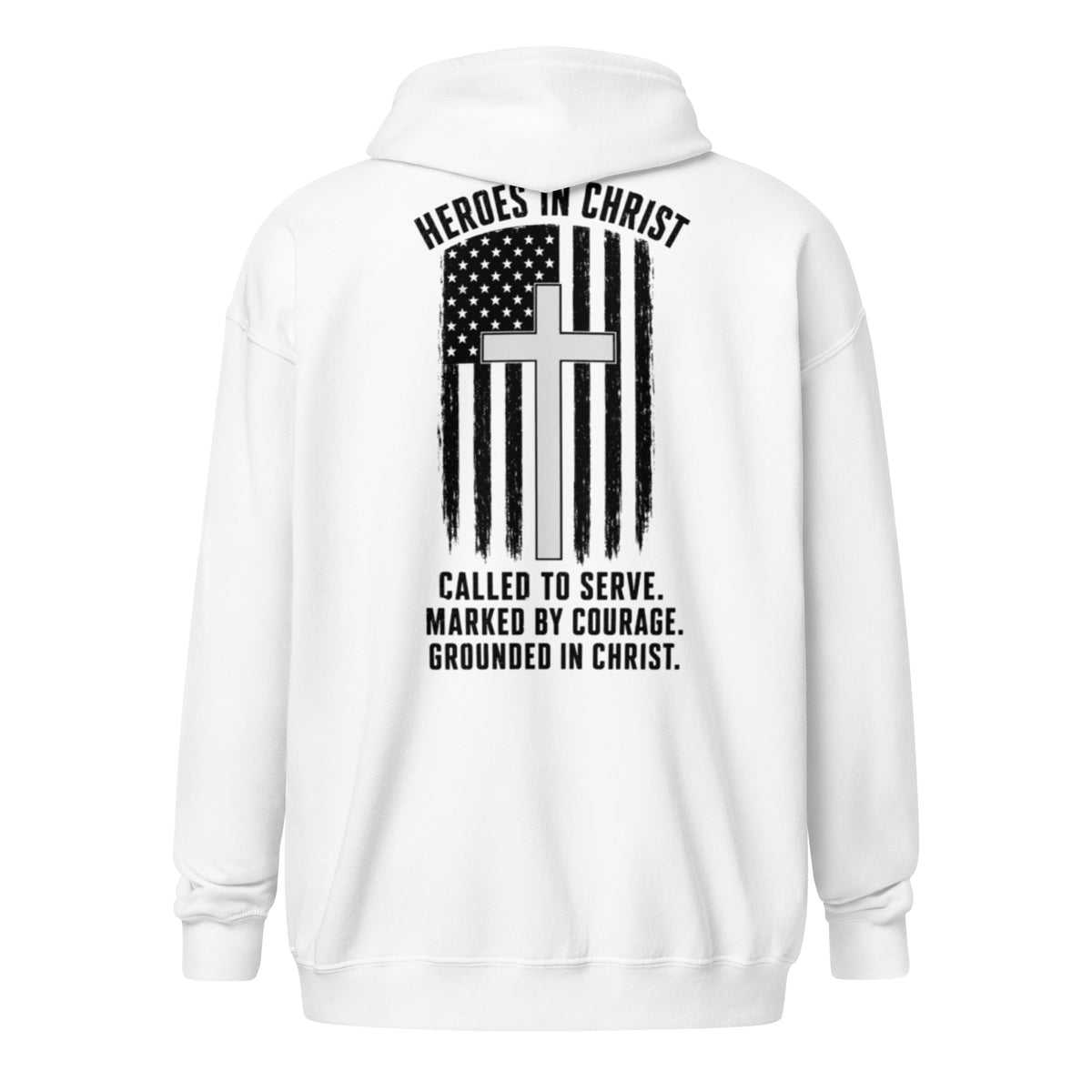 Heroes in Christ Healthcare Full Zip Hoodie - White - Back View