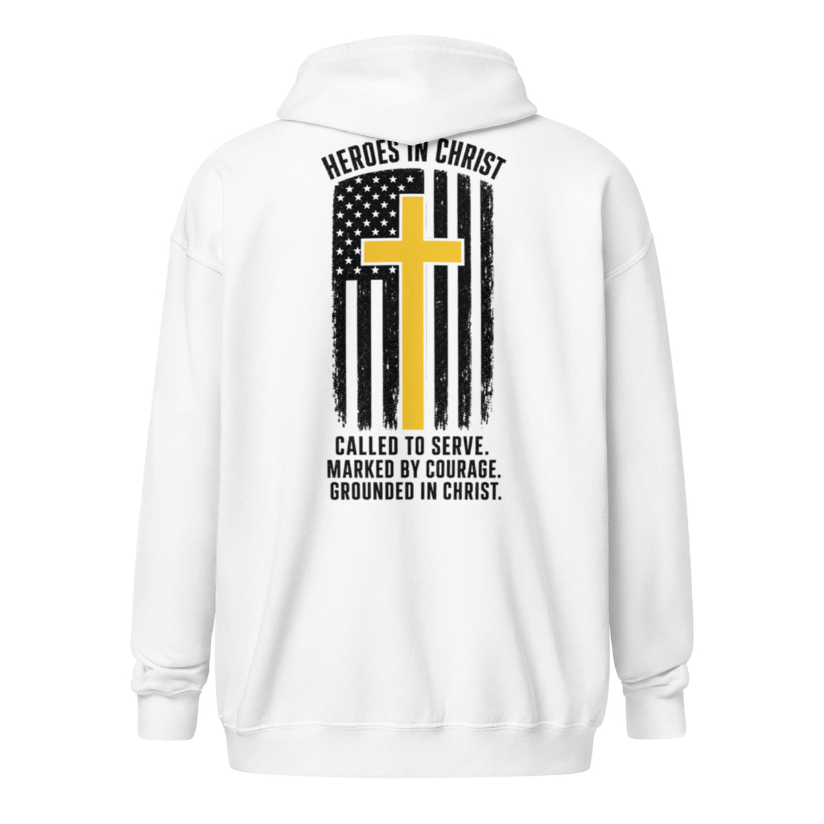 Heroes in Christ Dispatch Full Zip Hoodie - White - Back View