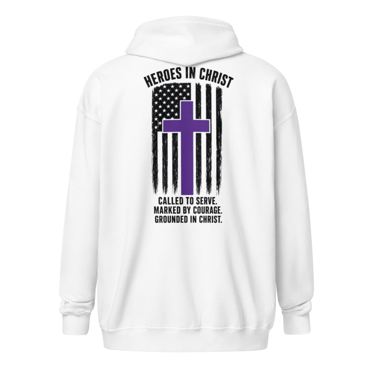 Heroes in Christ Security Full Zip Hoodie - White - Back View