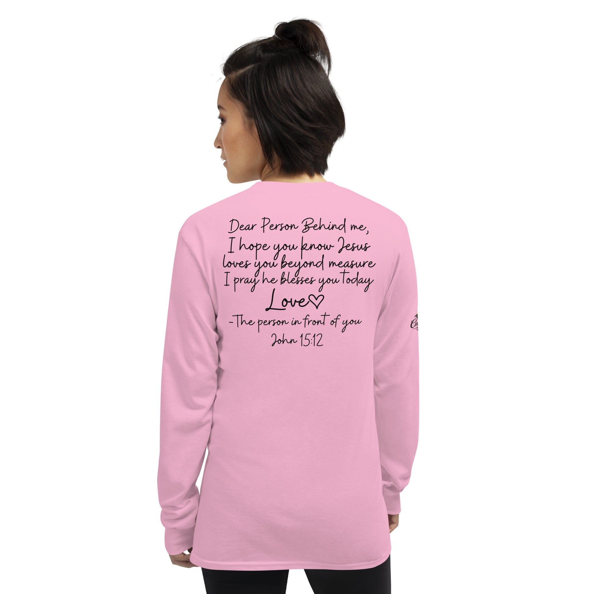 Love Like Jesus Long Sleeve Tee - Light Pink - Back View