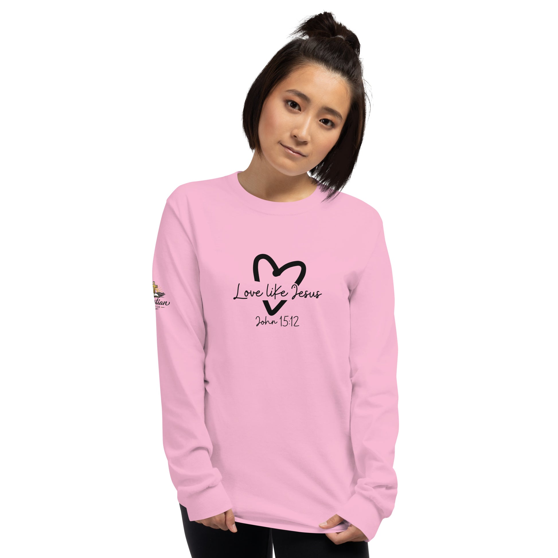 Love Like Jesus Long Sleeve Tee - Light Pink - Front View