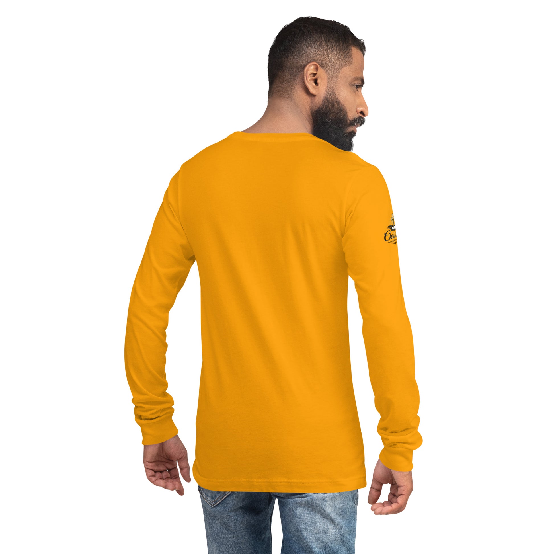 Men's Iron Sharpens Iron Long Sleeve Tee - Gold - Back View