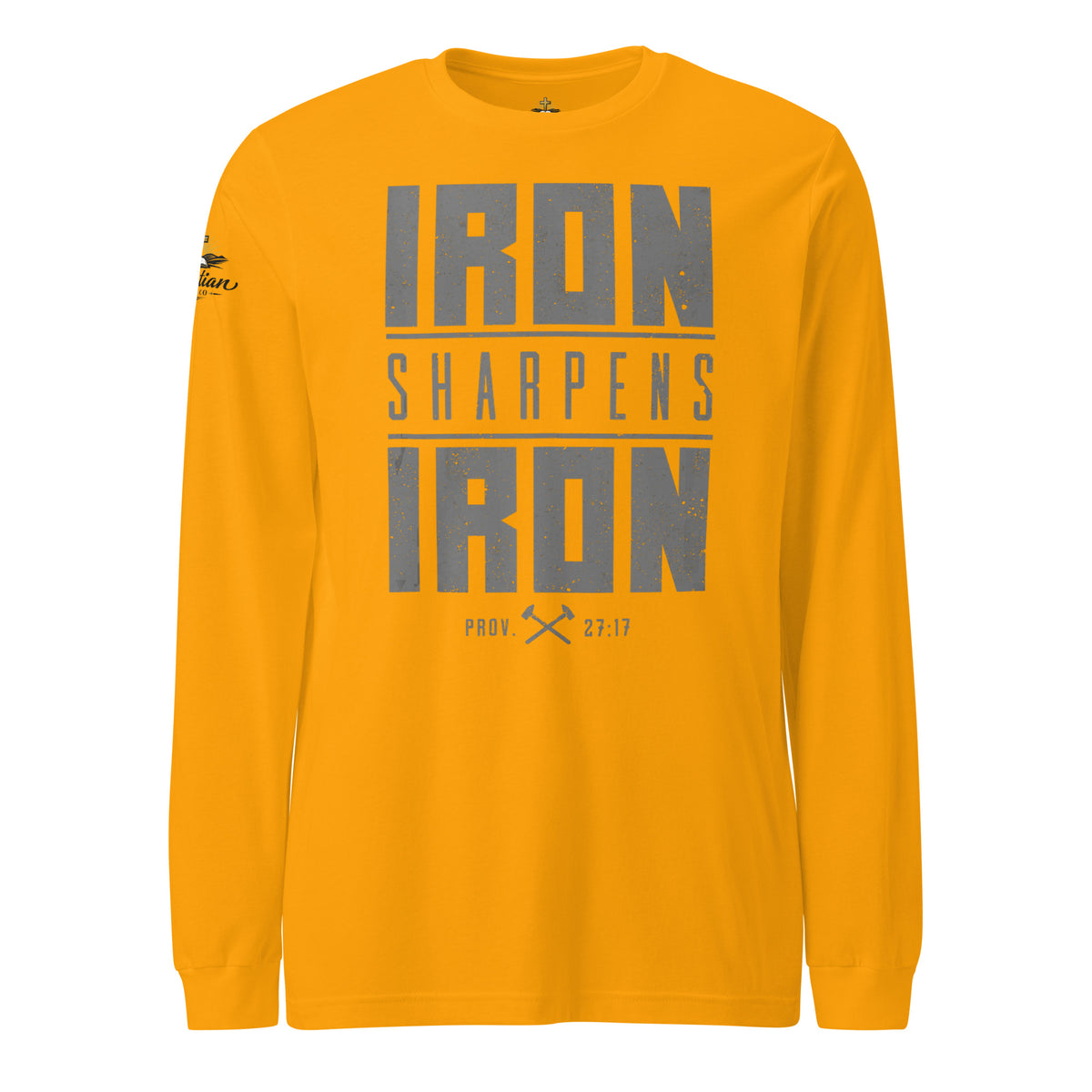 Men's Iron Sharpens Iron Long Sleeve Tee - Gold - Front View
