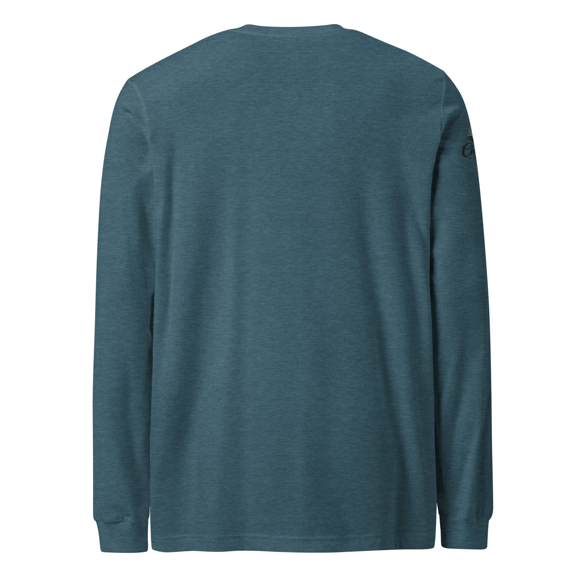 Men's Iron Sharpens Iron Long Sleeve Tee - Heather Deep Teal - Back View