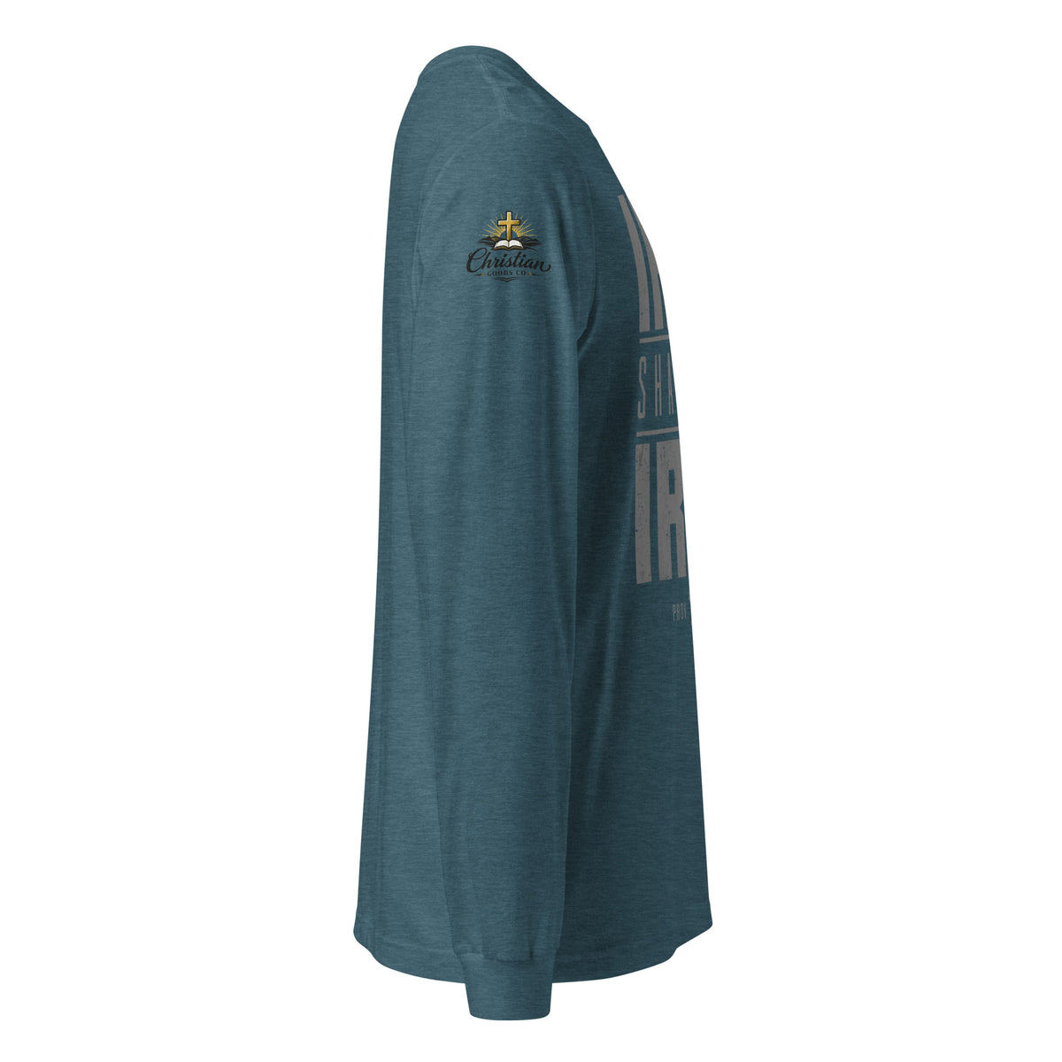 Men's Iron Sharpens Iron Long Sleeve Tee - Heather Deep Teal - Right Side View
