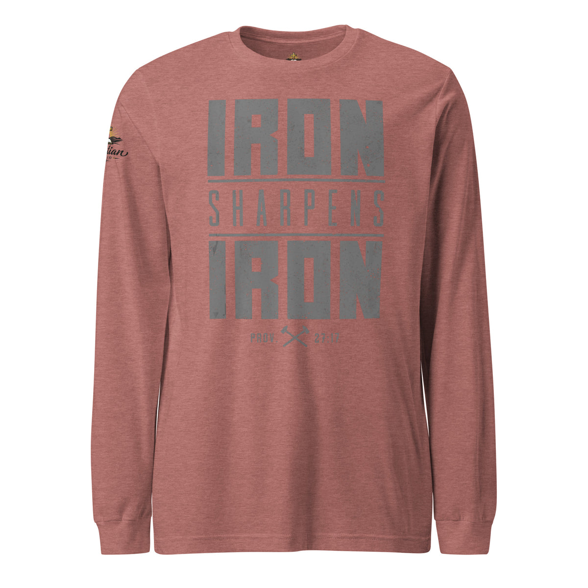 Men's Iron Sharpens Iron Long Sleeve Tee - Heather Mauve - Front View