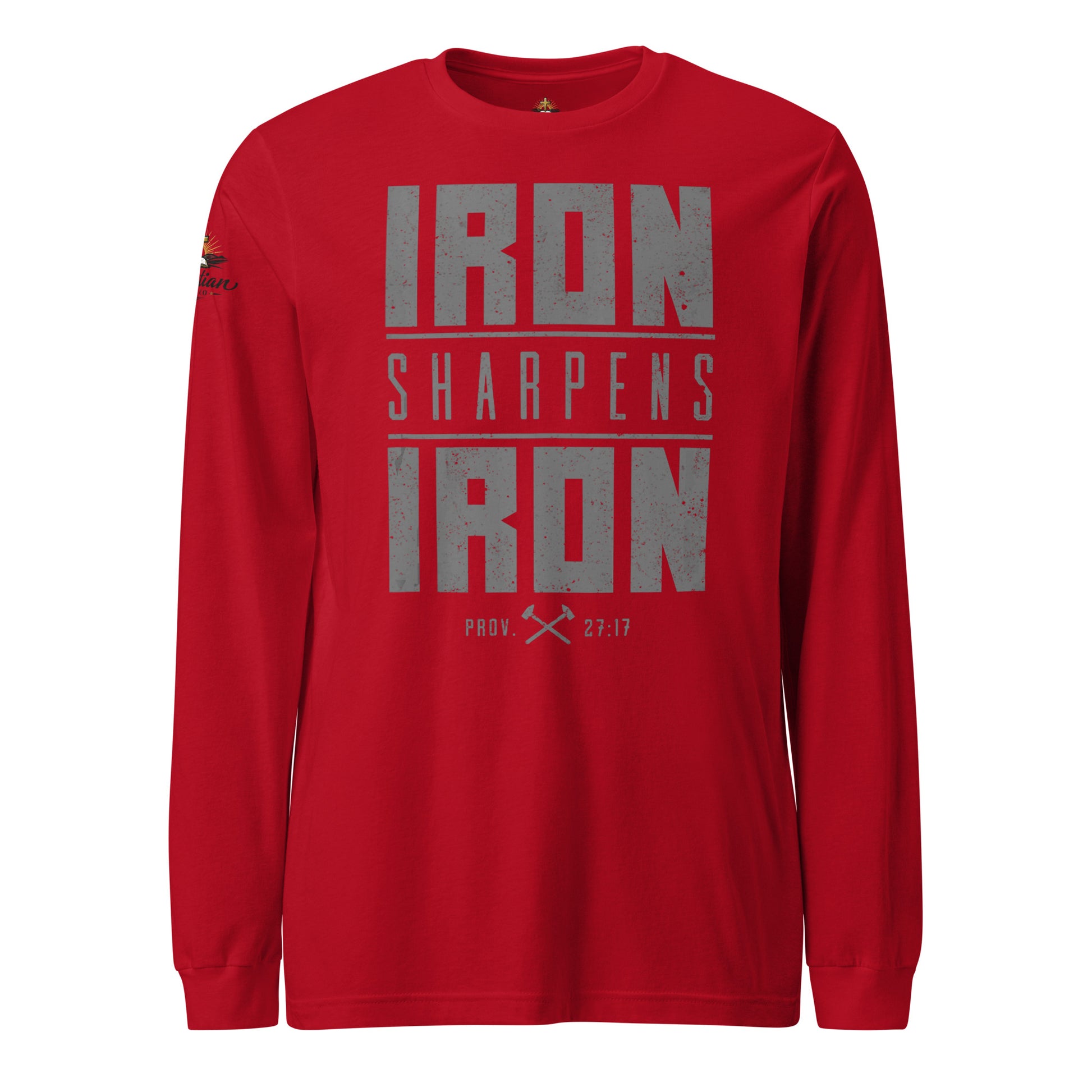 Men's Iron Sharpens Iron Long Sleeve Tee - Red - Front View