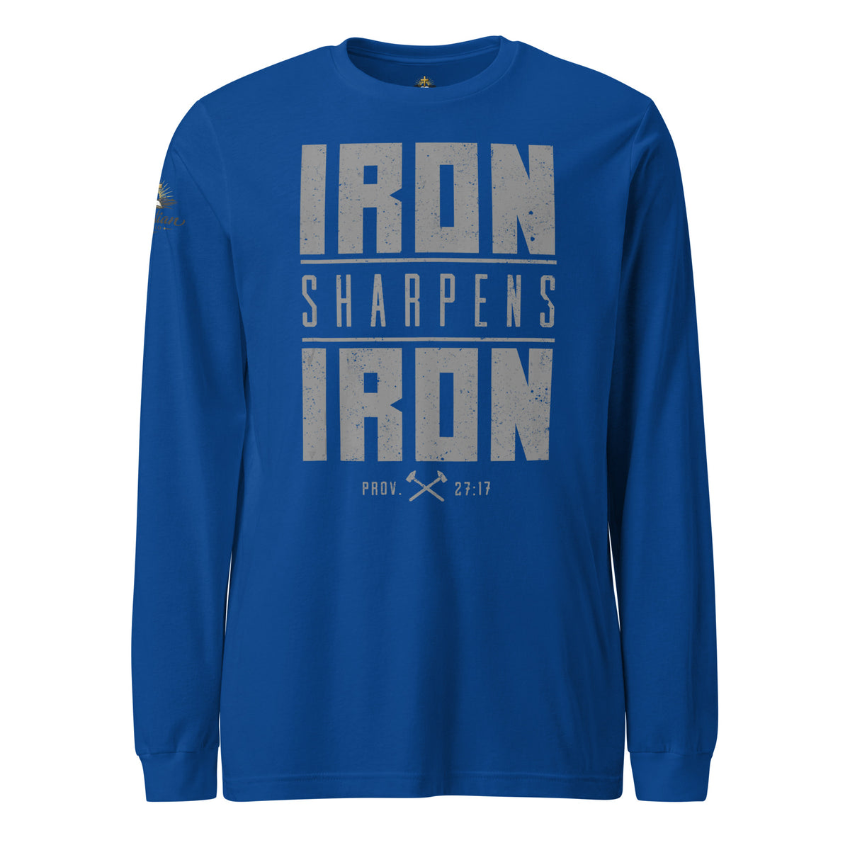 Men's Iron Sharpens Iron Long Sleeve Tee - True Royal - Front View