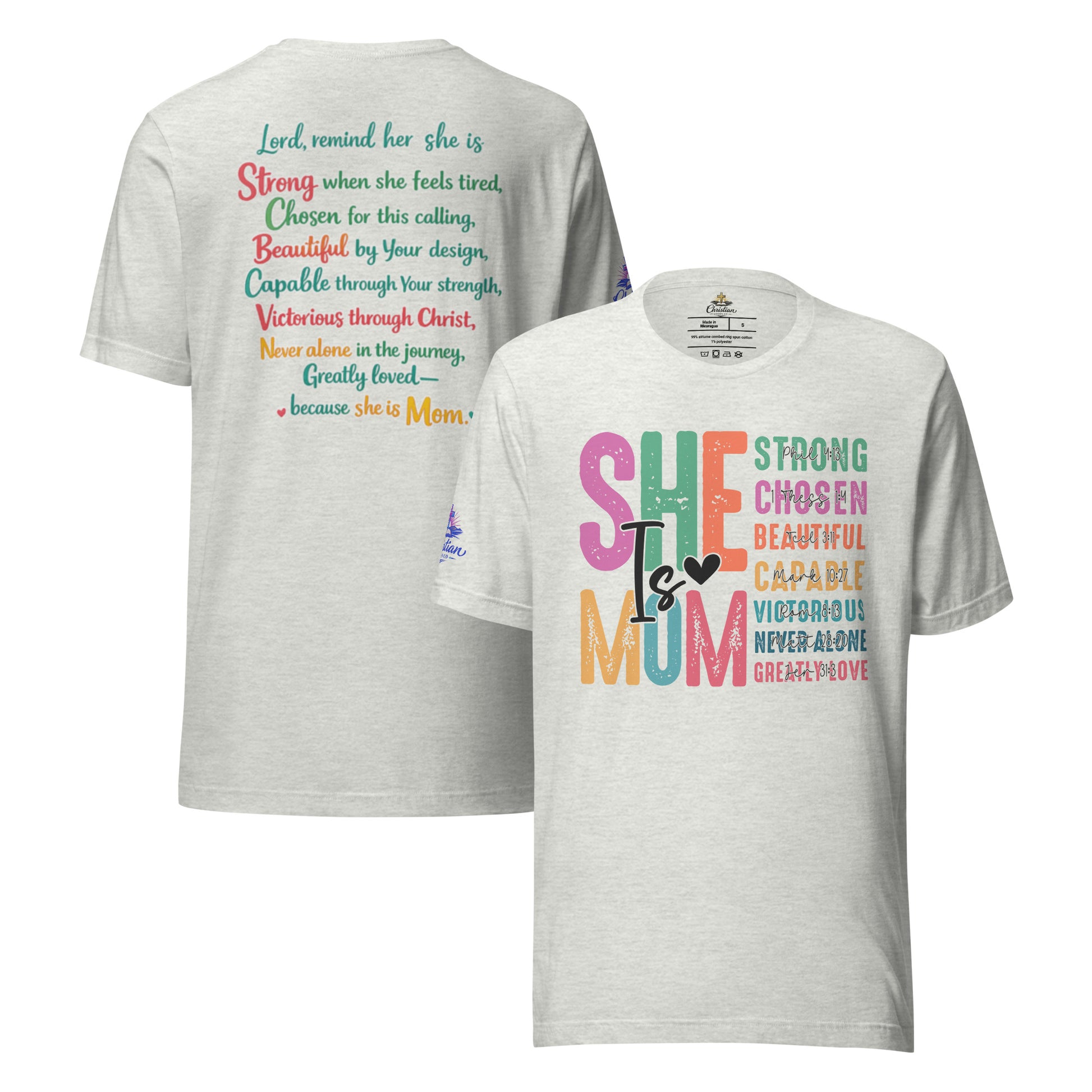 She is Mom T-Shirt - Ash - Front and Back View