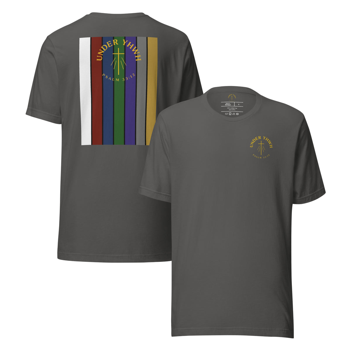 Under YHWH Banner T-Shirt - Asphalt - Front and Back View