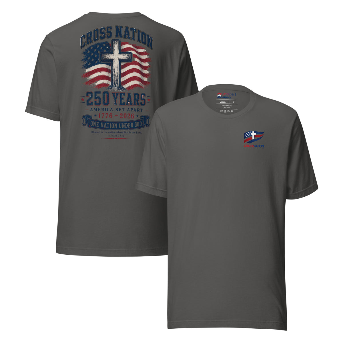 America 250th T-Shirt - Asphalt - Front and Back View