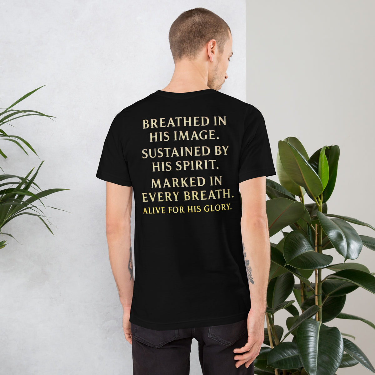 My Breath Bears His Name T-Shirt - Black - Back View