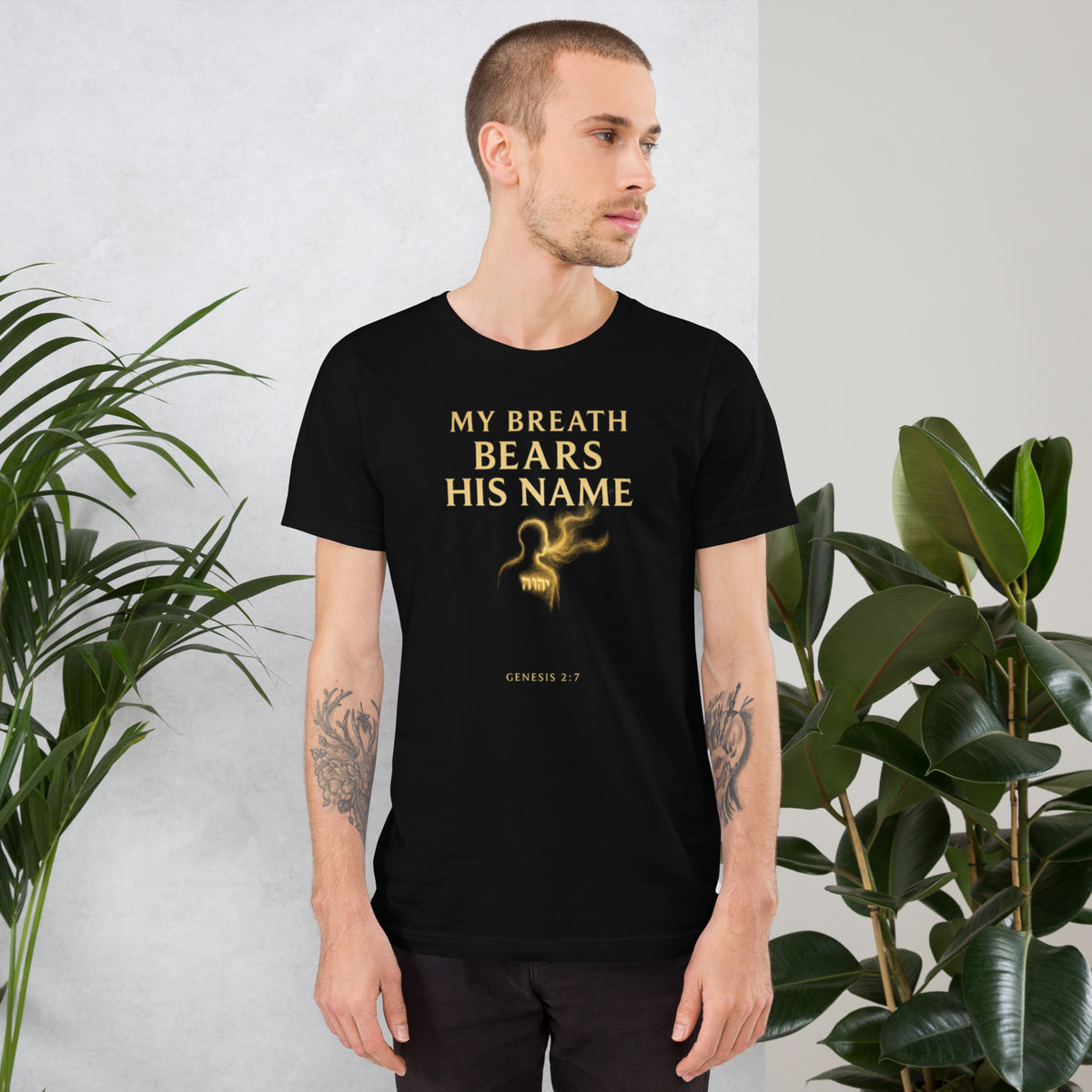 My Breath Bears His Name T-Shirt - Black - Front View