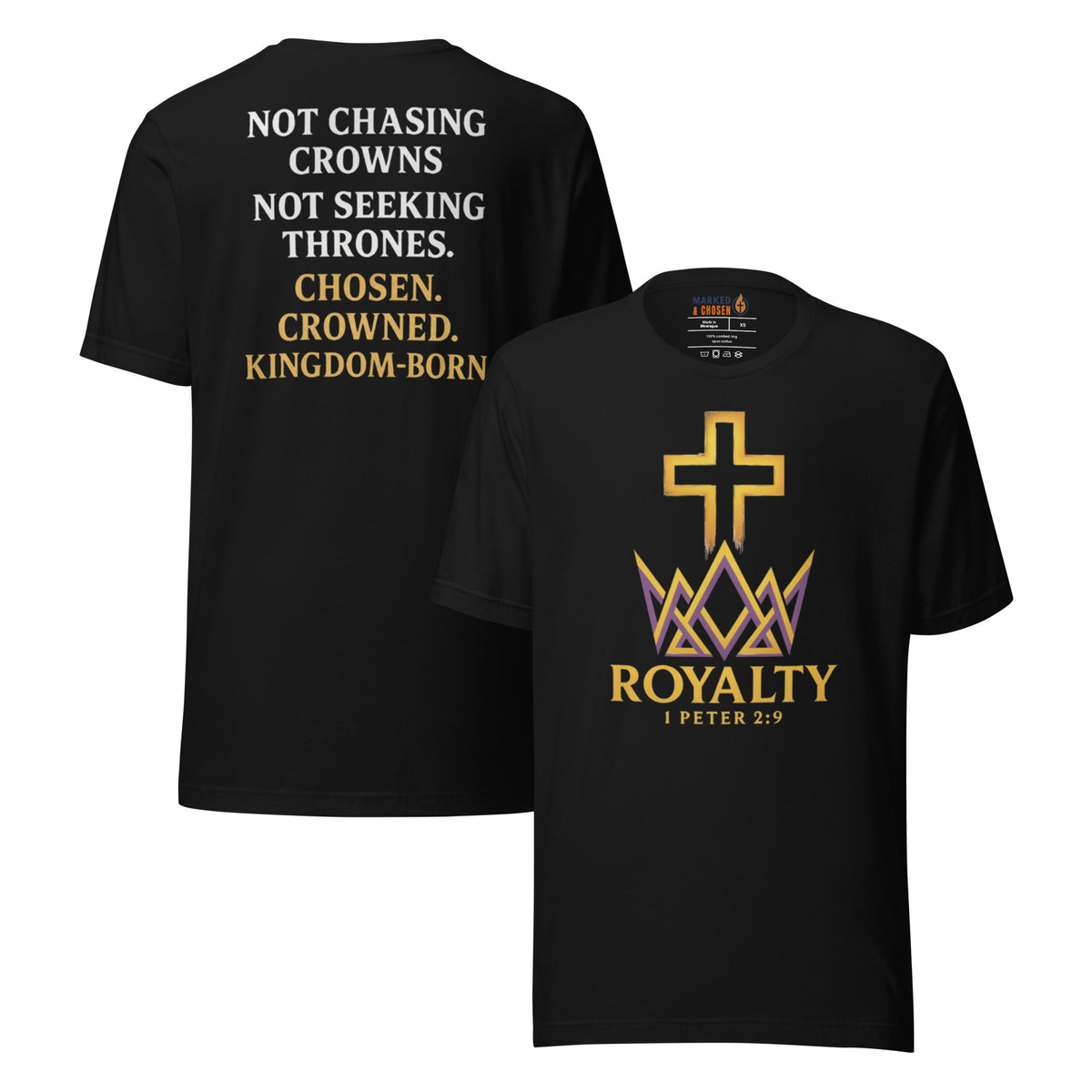 Royalty T-Shirt - Black - Front and Back View