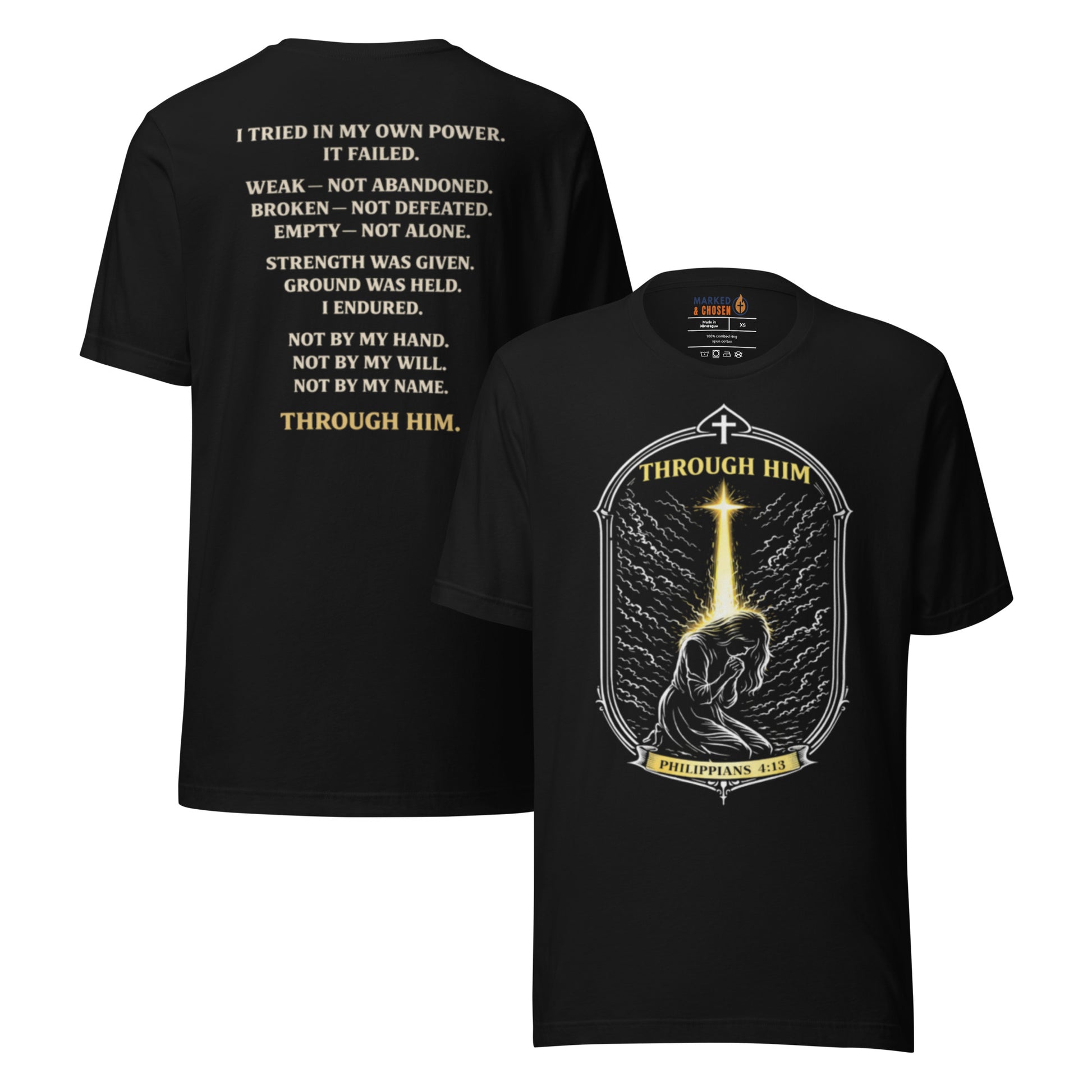 Through Him Women's T-Shirt - Black - Front and Back View