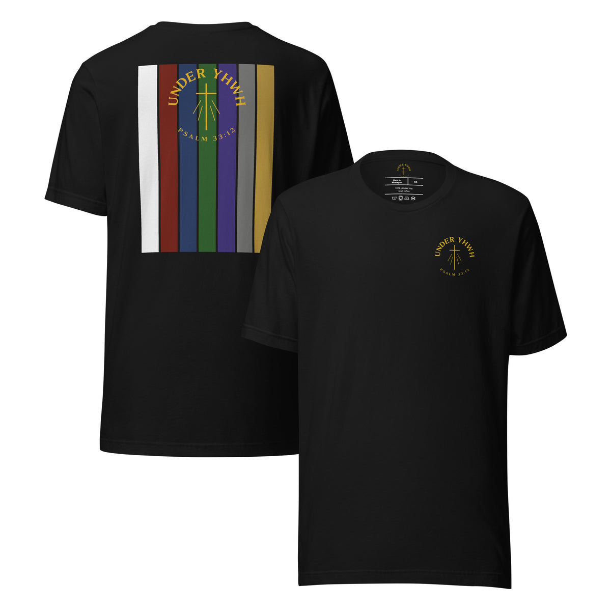 Under YHWH Banner T-Shirt - Black - Front and Back View