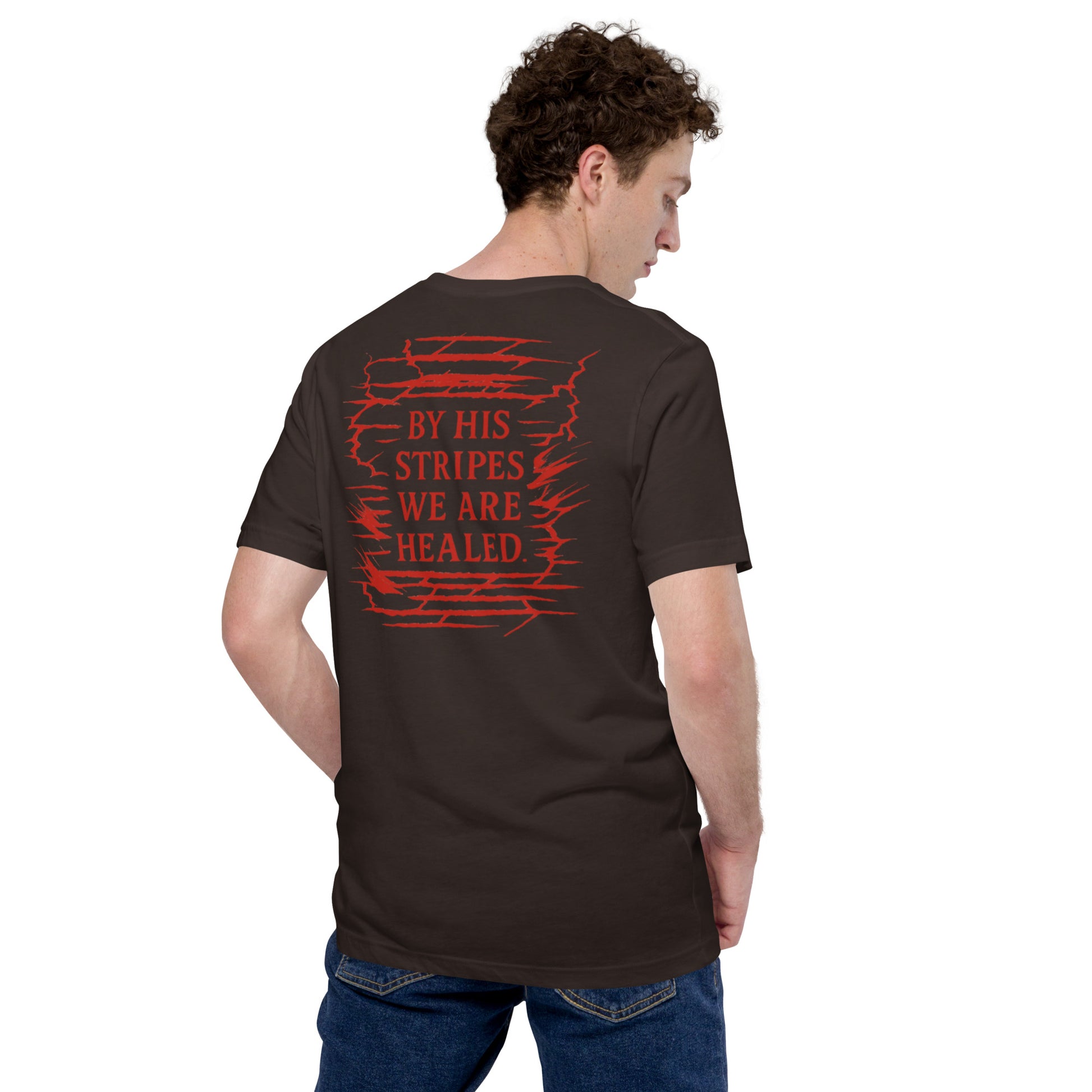 Marked by Stripes T-Shirt - Brown - Back View