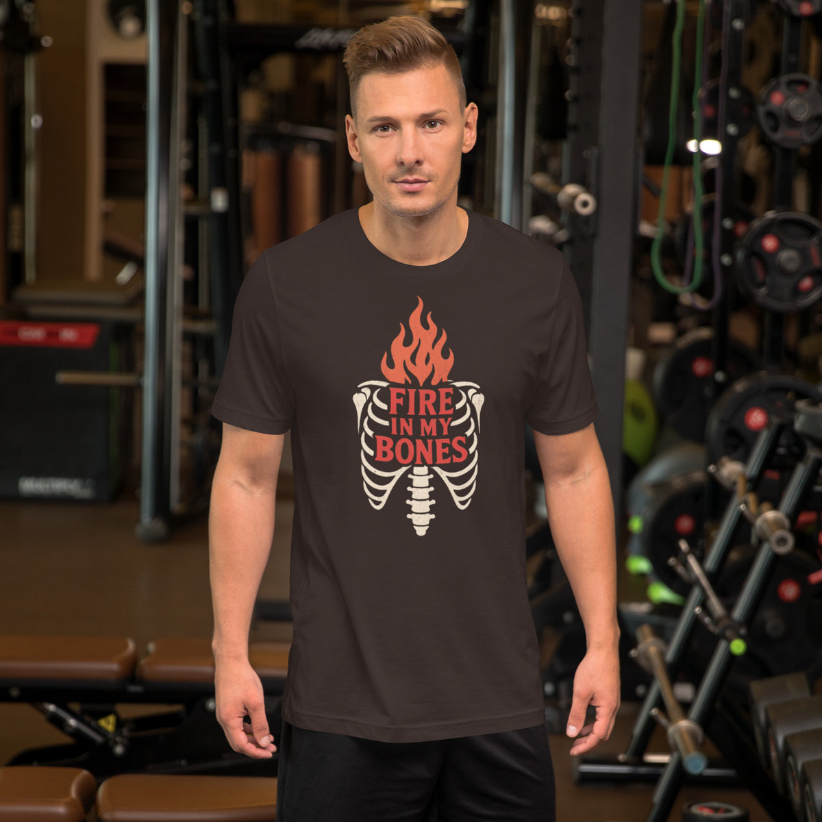 Fire in My Bones T-Shirt - Brown - Front View