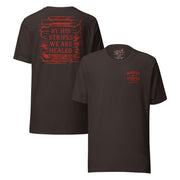 Marked by Stripes T-Shirt - Brown - Front and Back View