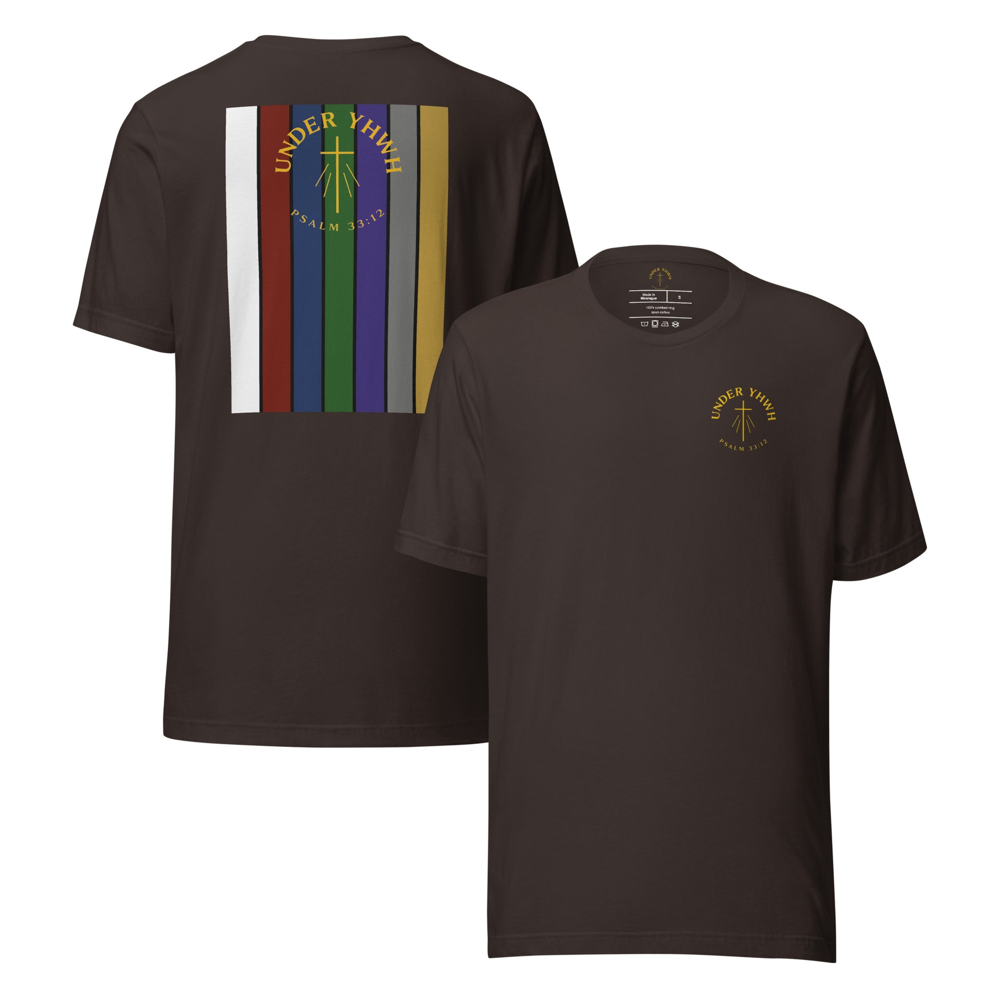 Under YHWH Banner T-Shirt - Brown - Front and Back View