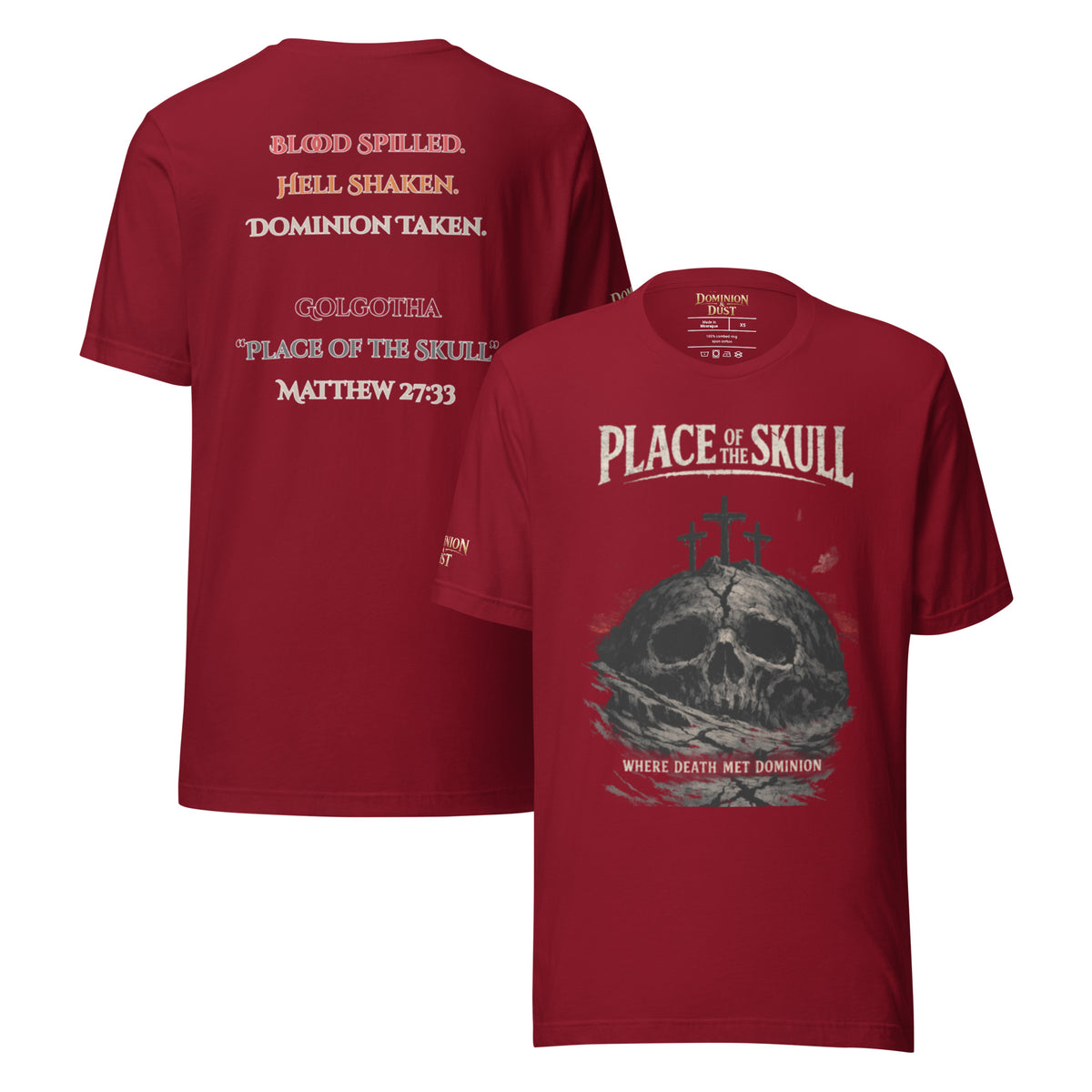 Place of the Skull T-Shirt - Cardinal - Front and Back View