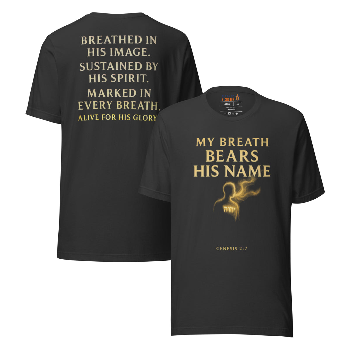 My Breath Bears His Name T-Shirt - Dark Grey - Front and Back View