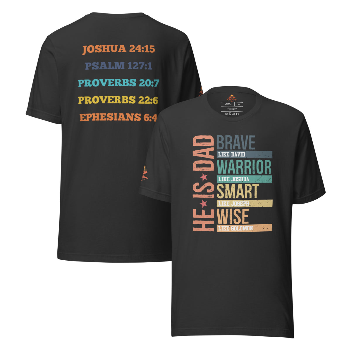 He is Dad T-Shirt - Dark Grey - Front and Back View
