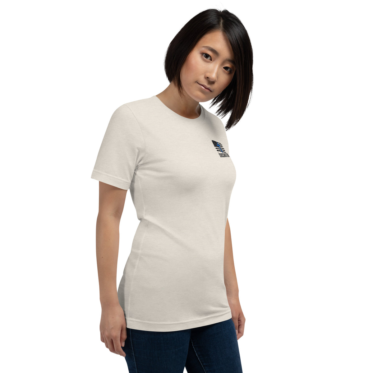 Heroes in Christ Police T-Shirt - Heather Dust - Right Front View