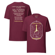 Through Him Women's T-Shirt - Maroon - Front and Back View