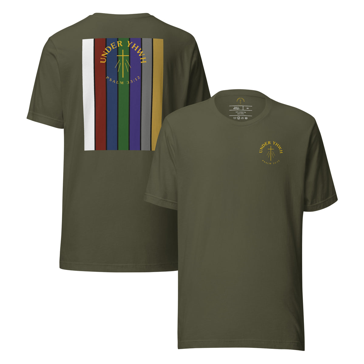 Under YHWH Banner T-Shirt - Military Green - Front and Back View