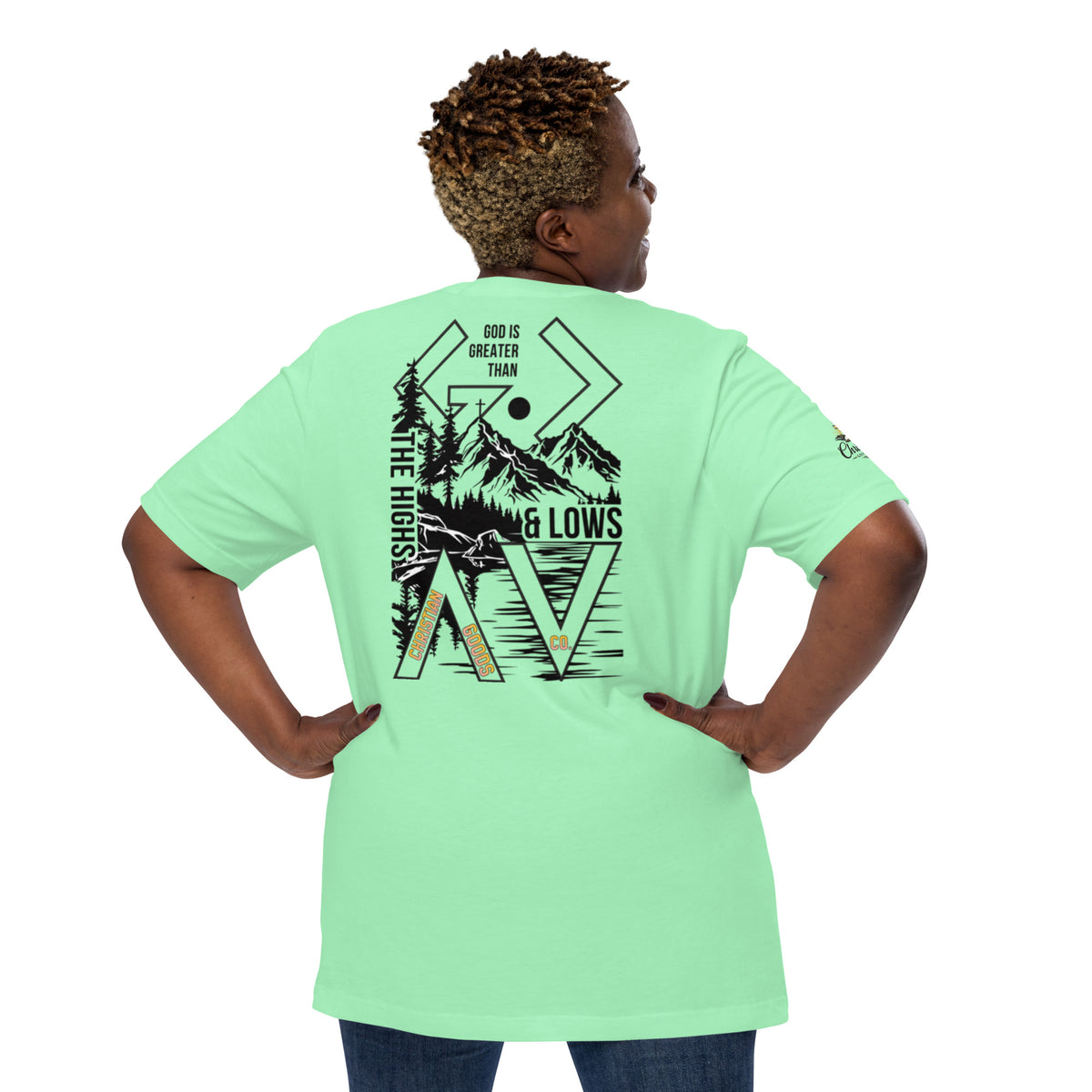 God is Greater Than T-Shirt - Mint - Back View