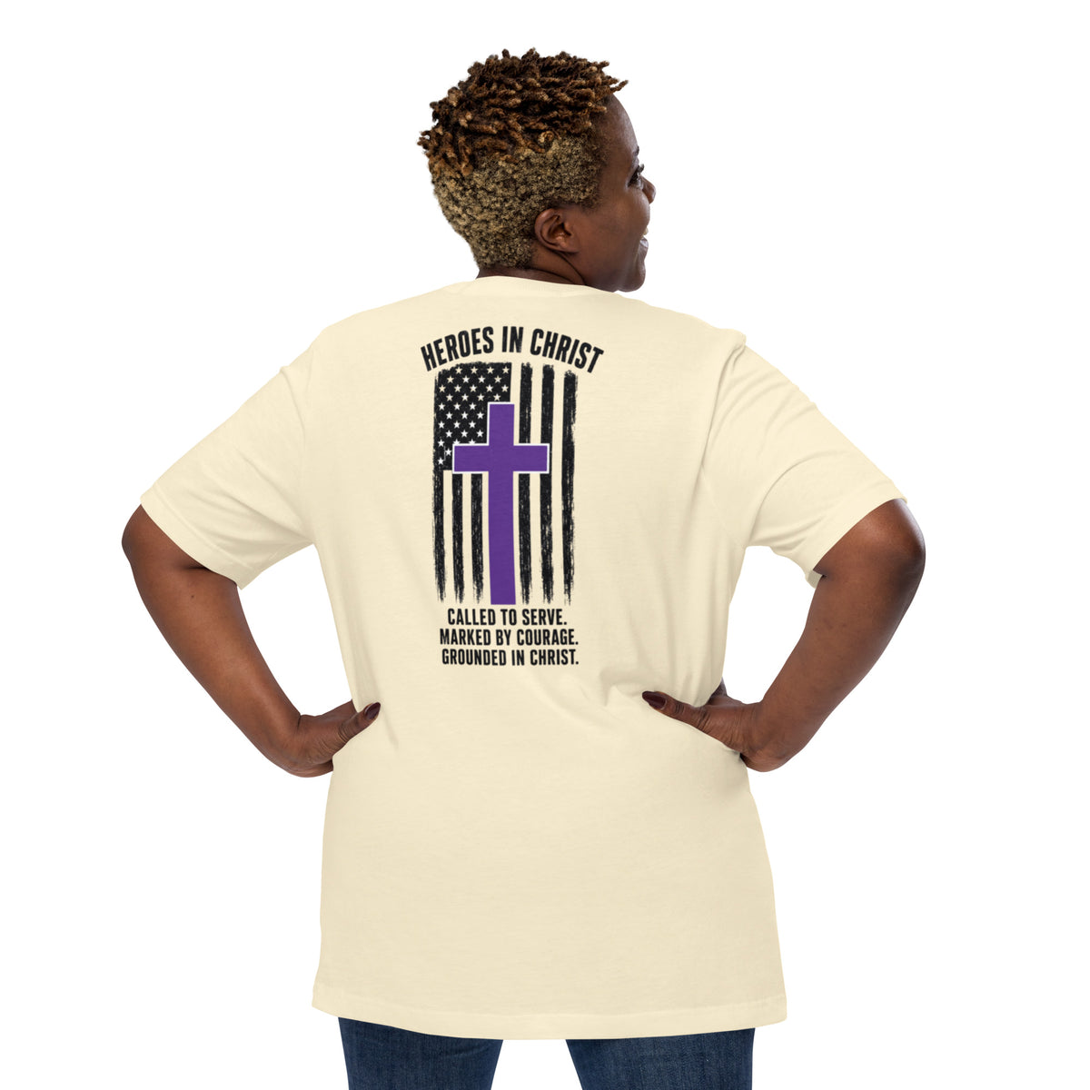 Heroes in Christ Security T-Shirt - Natural - Back View